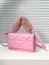 Mini Fluffy Detail Quilted Flap Square Bag