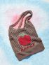 Letter & Apple Graphic Shoulder Tote Bag