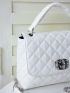 Minimalist Quilted Rhinestone Detail Flap Square Bag