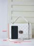 Minimalist Quilted Rhinestone Detail Flap Square Bag