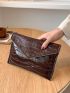 Crocodile Embossed Flap Square Bag