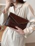 Crocodile Embossed Flap Square Bag