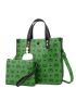 Letter Pattern Top Handle Bag With Square Bag