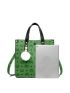 Letter Pattern Top Handle Bag With Square Bag