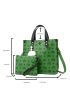 Letter Pattern Top Handle Bag With Square Bag