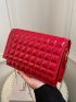 Mini Artificial Patent Leather Geo Embossed Flap Square Bag