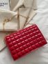 Mini Artificial Patent Leather Geo Embossed Flap Square Bag