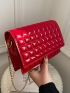 Mini Artificial Patent Leather Geo Embossed Flap Square Bag