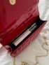 Mini Artificial Patent Leather Geo Embossed Flap Square Bag