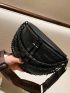 Crocodile Embossed Chain Decor Saddle Bag