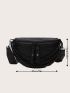 Crocodile Embossed Chain Decor Saddle Bag