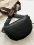 Crocodile Embossed Chain Decor Saddle Bag