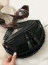 Crocodile Embossed Chain Decor Saddle Bag