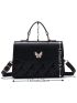 Mini Butterfly Decor Textured Flap Square Bag