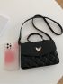 Mini Butterfly Decor Textured Flap Square Bag