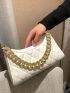 Minimalist Quilted Chain Baguette Bag