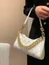 Minimalist Quilted Chain Baguette Bag