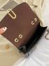 Mini Metal Decor Stitch Detail Flap Square Bag