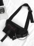 Buckle & Chain Decor Pocket Front Fanny Pack