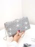 Rhinestone Decor Chain Box Bag