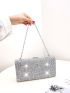 Rhinestone Decor Chain Box Bag