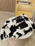 Colorblock Cow Pattern Fluffy Tote Bag