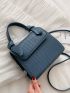 Mini Crocodile Embossed Flap Square Bag