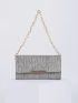 Metallic Flap Chain Square Bag