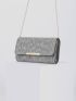 Metallic Flap Chain Square Bag