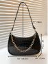 Crocodile Embossed Chain Baguette Bag