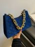 Velvet Quilted Chain Baguette Bag