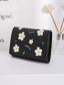 Floral & Letter Graphic Flap Small Wallet