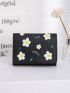Floral & Letter Graphic Flap Small Wallet