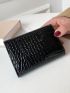 Metal Decor Crocodile Embossed Small Purse