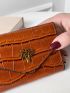 Metal Decor Crocodile Embossed Small Purse