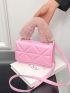 Mini Fluffy Detail Quilted Flap Square Bag