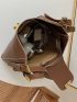 Metal Decor Flap Bucket Bag