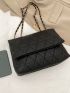 Quilted Flap Square Shoulder Bag, Large Capacity Chain Tote Bag, Women's Artificial Leather Clutch