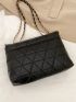 Quilted Flap Square Shoulder Bag, Large Capacity Chain Tote Bag, Women's Artificial Leather Clutch