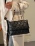 Quilted Flap Square Shoulder Bag, Large Capacity Chain Tote Bag, Women's Artificial Leather Clutch