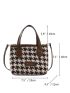 Mini Houndstooth Pattern Patch Detail Bucket Bag