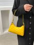 Artificial Patent Leather Quilted Baguette Bag