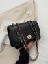 Quilted Turn-lock Flap Chain Square Bag