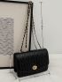 Quilted Turn-lock Flap Chain Square Bag