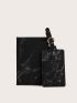 Marble & Letter Graphic Passport Case With Luggage Tag