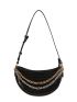 Chain Decor Crocodile Embossed Baguette Bag