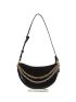 Chain Decor Crocodile Embossed Baguette Bag