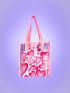 Sweetness 2pcs Heart Graphic Tote Bag With Crossbody Bag