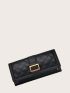 Buckle Decor Quilted Long Wallet