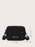 Mini Letter Embroidered Zip Front Crossbody Bag